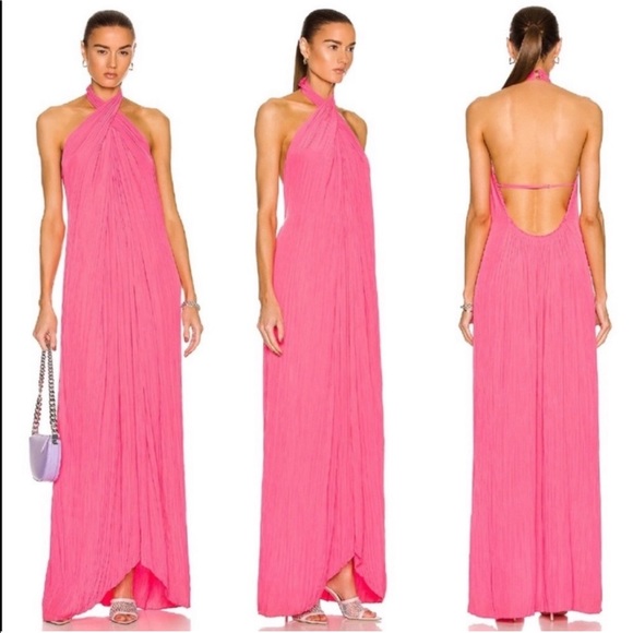 A.L.C. Rio Pleated Maxi Dress Gown in Neon Pink Size 00 - Picture 3 of 13